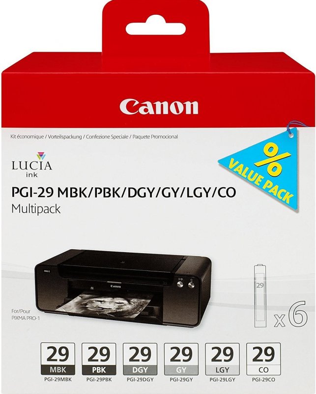 Canon PGI-29 MBK/PBK/DGY/GY/LGY/CO multipack 4868B005 - originální