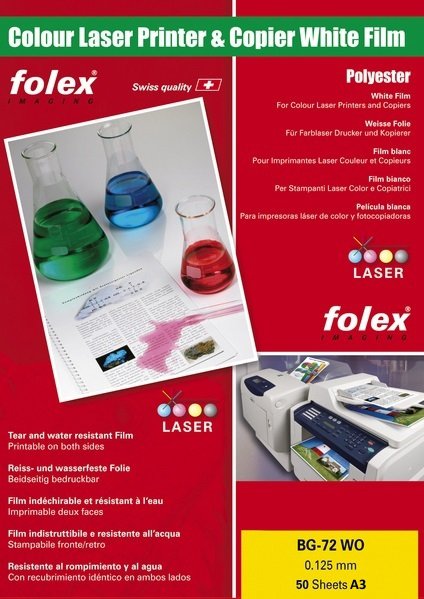 Fólie Folex BG-72 WO - bílá lesklá fólie A3 - 50 listů