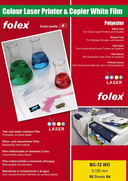 Fólie Folex BG-72 WO - bílá lesklá fólie A4 - 100 listů