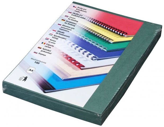 Desky pro zadní vazbu Karton DELTA A4/100 ks, zelená (dříve IbiSton)