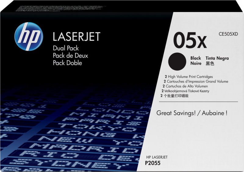 HP 05X black dualpack CE505XD - originální