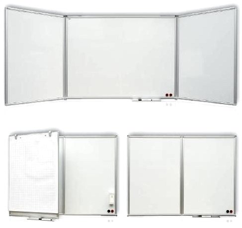 Magnetická rozkládací tabule, trojdílná, keramická 90x120/240 cm P-TRS129P3