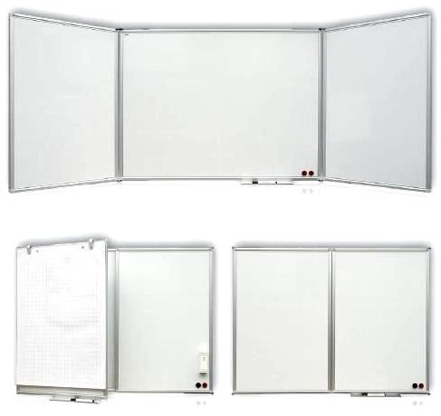 Magnetická rozkládací tabule, trojdílná, keramická 60x90/180 cm P-TRS96P3